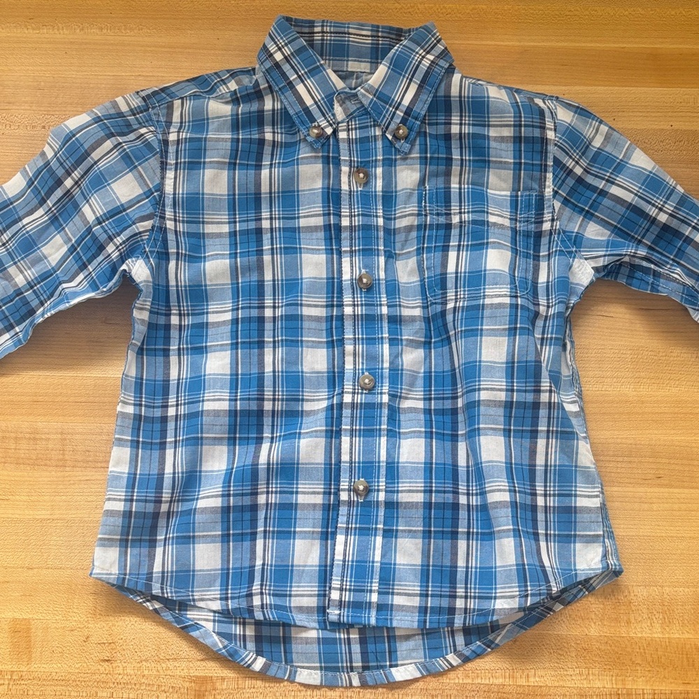 Wrangler Blue & White Plaid Button-Down Shirt
